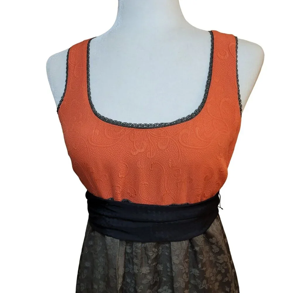Moulinette Soeurs Womens Size 0 100% Silk Belted Imprint Dress Sleeveless Anthro - Picture 3 of 10